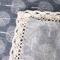 Lucky Tree Pattern Cotton Linen Tablecloth w/ Lace