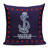 18" Red / Blue Nautical Boat Inspiration Pillow Cover