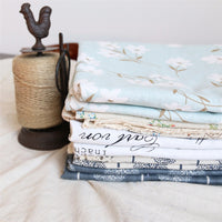 Elegant Sky Blue Floral Pattern Cotton Linen Tablecloth
