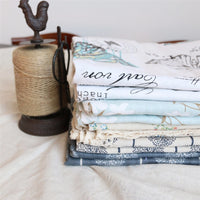 Vintage Butterfly Print Cotton Linen Tablecloth w/ Lace