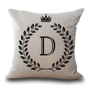 18" Crown Crested Family Letter Print Throw Pillow Cover