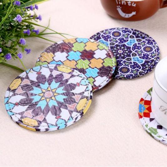 4-Piece Multi-Color Bohemian Pattern Drink Coaster Set
