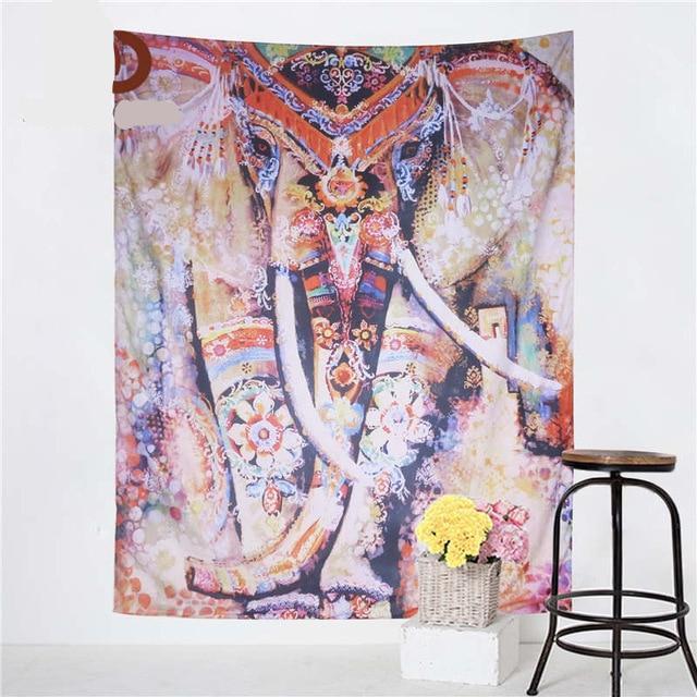 Multi-Color Painted Indian Elephant Wall Tapestry