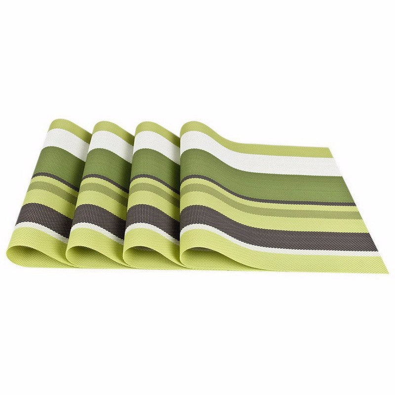 4-Piece Multi-Color Striped PVC Vinyl Table Placemat Set