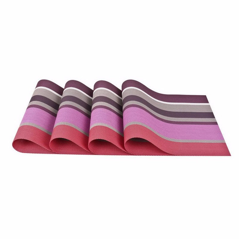 4-Piece Multi-Color Striped PVC Vinyl Table Placemat Set