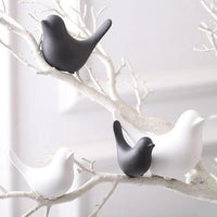 White / Black Modern Ceramic Bird Sculpture Figurines