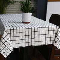 Simple Striped Lattice Pattern Cotton Linen Tablecloth