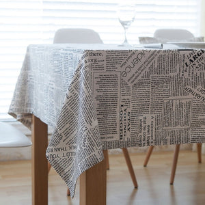 Retro Newspaper Print Cotton Linen Tablecloth