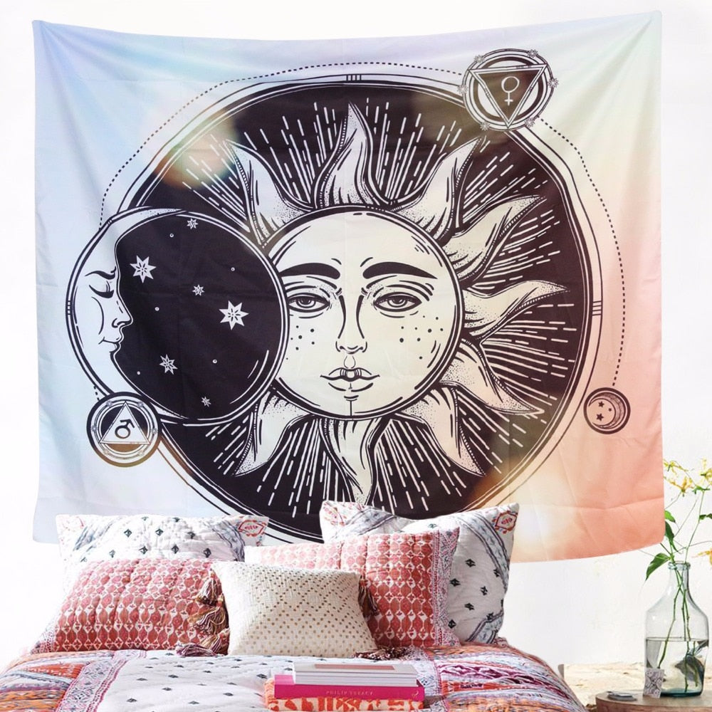 Celestial Zodiac Sun / Moon Wall Tapestry