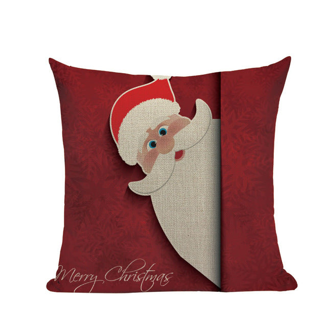 18" Red Santa Claus Print Throw Pillow Cover