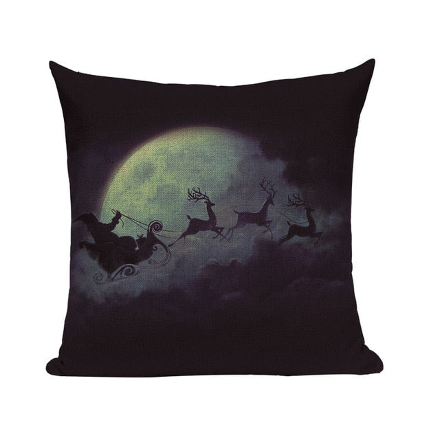 18" Vintage Scary Halloween Print Throw Pillow Cover