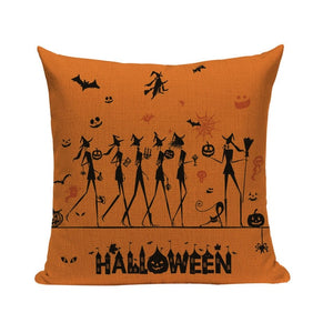 18" Vintage Scary Halloween Print Throw Pillow Cover