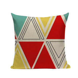 18" Multi-Color Rainbow Geometric Pattern Pillow Cover