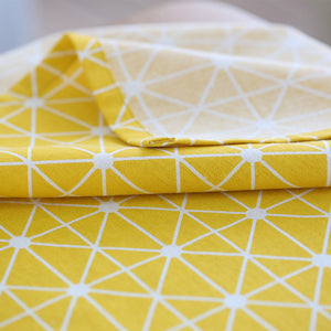 Yellow Geometric Triangle Pattern Cotton Linen Tablecloth