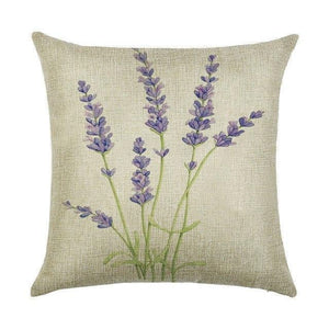 18" Country Floral / Lavender Print Throw Pillow Cover