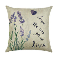 18" Country Floral / Lavender Print Throw Pillow Cover
