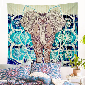 Indian Elephant Mandala Pattern Wall Tapestry