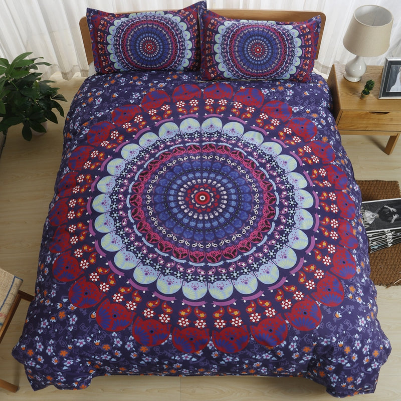 2/3-Piece Multi-Color Bohemian Mandala Duvet Cover Set