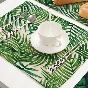 2-6 Piece Tropical Palm Leaf Print Table Placemat Set