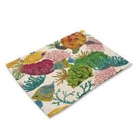 2-6 Piece Nautical Ocean Life Print Table Placemat Set