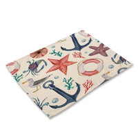 2-6 Piece Nautical Ocean Life Print Table Placemat Set