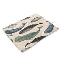 2-6 Piece Nautical Ocean Life Print Table Placemat Set