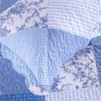 Blue 2/3-Piece Patchwork Quilt Print Bedspread Coverlet Set