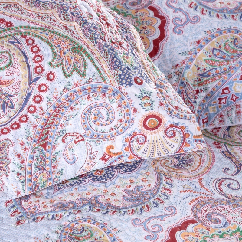 Purple 2/3-Piece Crimson Pattern Quilt Bedspread Coverlet Set