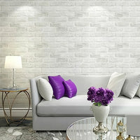 Light Gray 3D Embossed Vinyl Brick Wallpaper