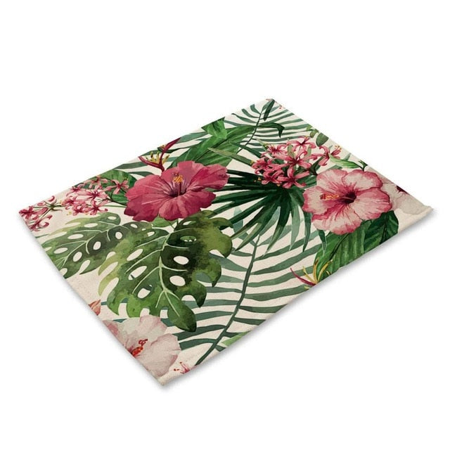 Floral Tropical Palm Leaf Print Table Placemat