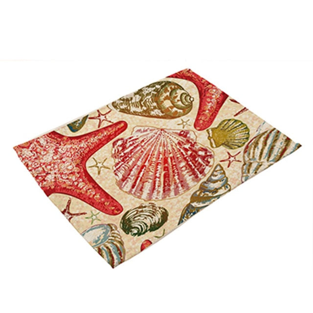 Ocean Sea Life Shell Print Table Placemat