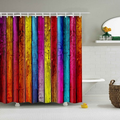 Colorful Rainbow Stripes Bathroom Shower Curtain