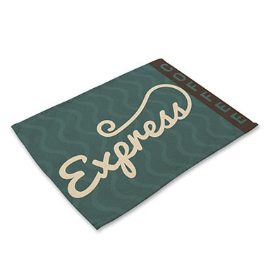 Brown / Teal Cafe Coffee Print Table Placemat