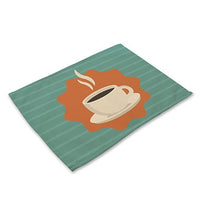 Brown / Teal Cafe Coffee Print Table Placemat