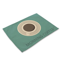 Brown / Teal Cafe Coffee Print Table Placemat