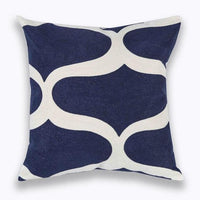 18" Blue / Gray Embroidered Geometric Pillow Cover