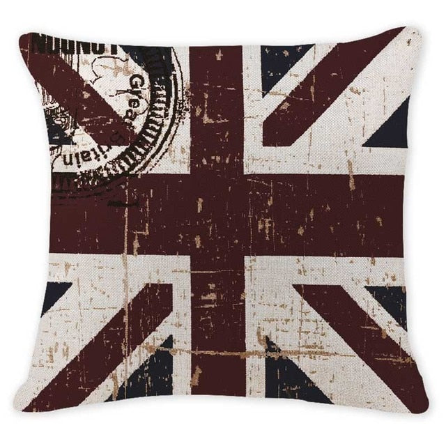 18" Vintage Country National Flag Print Throw Pillow Cover