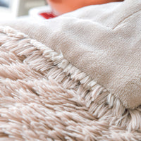 Beige Fleece Faux Camel Fur Throw Blanket