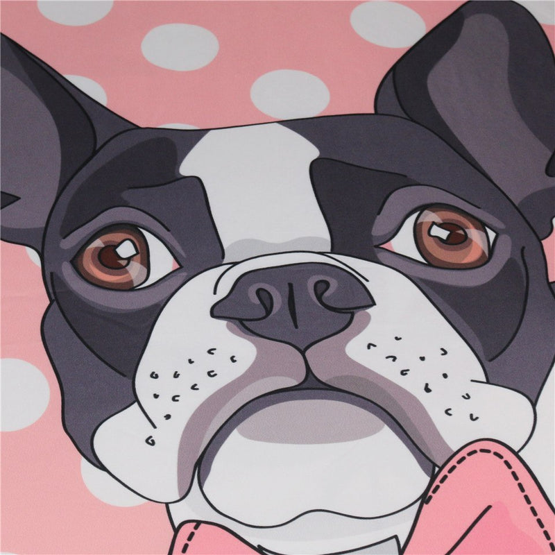 Pink 3-Piece Polka Dot Puppy Dog Duvet Cover Set