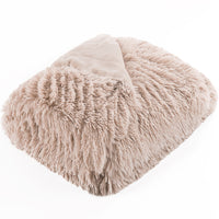 Beige Fleece Faux Camel Fur Throw Blanket