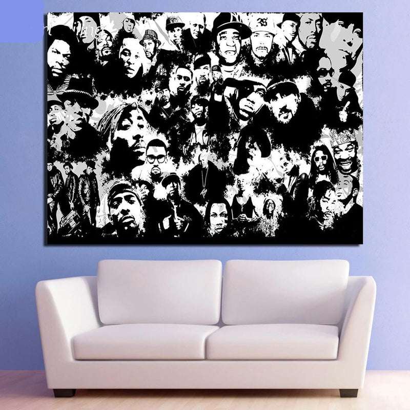 Black & White Canvas Hip-Hop Rap Collage Wall Art