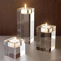 Solid Square Glass Tealight Stand Candle Holder