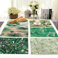 Green Tropical Palm Leaf Print Table Placemat