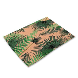 Green Tropical Palm Leaf Print Table Placemat