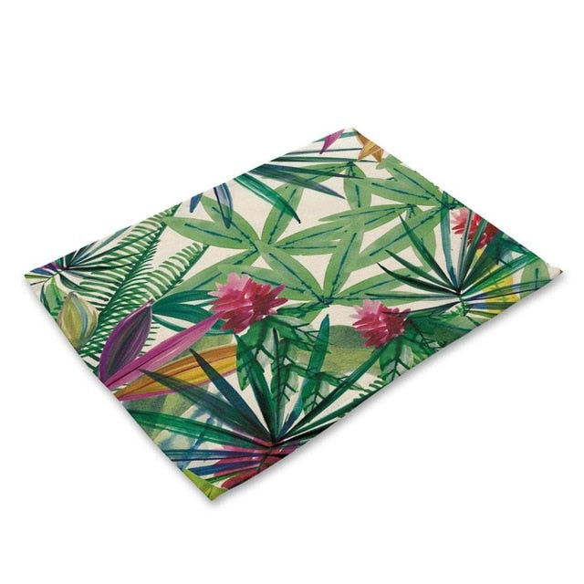 Green Tropical Palm Leaf Print Table Placemat – Decorzee
