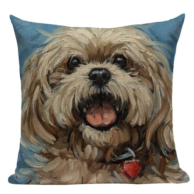 18" Painted Farm Animal Portrait Throw Pillow Cover