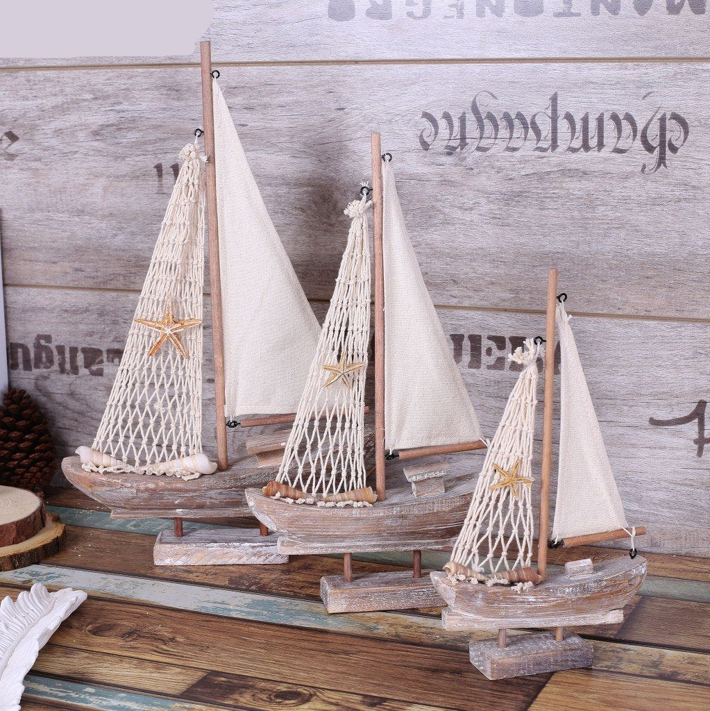 Decorative Rustic Wooden Sailboat