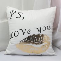 18" White & Gold Printed Microfiber Throw Pillow Cover
