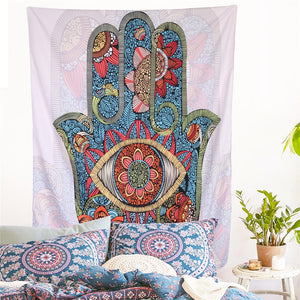 Colorful Bohemian Hamsa Hand Wall Tapestry