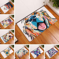 White Colorful Dog Portrait Door / Floor Mat Rug
